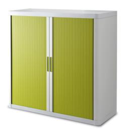 Paperflow Armoire à rideaux transversaux easyOffice®, 2 hauteurs des classeurs, blanc/vert
