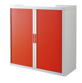 Paperflow Armoire à rideaux transversaux easyOffice®, 2 hauteurs des classeurs, blanc/rouge