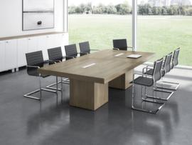 Quadrifoglio Table de conférence T45 avec piètement cubique, largeur x profondeur 2800 x 1400 mm, panneau noyer