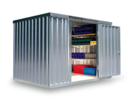 S&auml;bu Conteneur de stockage galvanis&eacute; FLADAFI&reg; avec porte battante