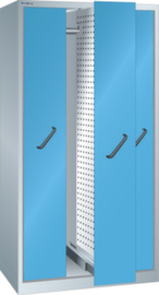 LISTA Armoire avec extensions verticales avec plaques perforées, 3 extensions, RAL7035 gris clair/RAL 5012 bleu clair