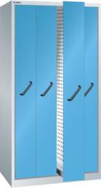 LISTA Armoire avec extensions verticales avec plaques perforées, 4 extensions, RAL7035 gris clair/RAL 5012 bleu clair