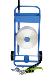 Kit de cerclage roulant pour ruban kraft en polyester