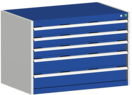 bott Armoire à tiroirs cubio surface de base 1050x650 mm, 5 tiroir(s), RAL7035 gris clair/RAL5010 bleu gentiane