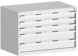 bott Armoire à tiroirs cubio surface de base 1050x650 mm, 5 tiroir(s), RAL7035 gris clair/RAL7035 gris clair
