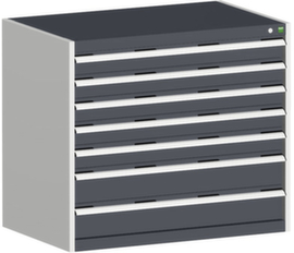 bott Armoire à tiroirs cubio surface de base 1050x650 mm, 7 tiroir(s), RAL7035 gris clair/RAL7016 gris anthracite