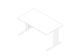 Quadrifoglio Bureau Practika avec piètement en C, largeur x profondeur 1400 x 800 mm, plaque blanc