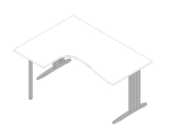 Quadrifoglio Bureau d'angle Practika, piètement en C, largeur 1600 mm, blanc/alu