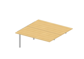 Quadrifoglio Table de rallonge à hauteur réglable Practika pour bureau Bench avec piètement 4 pieds, largeur x profondeur 1600 x 1600 mm, plaque hêtre