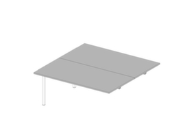 Quadrifoglio Table de rallonge Practika pour bureau Bench avec piètement 4 pieds, largeur x profondeur 1600 x 1600 mm, plaque gris
