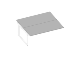 Quadrifoglio Table de rallonge Practika pour bureau Bench avec piètement à patins, largeur x profondeur 1800 x 1600 mm, plaque gris