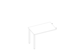 Quadrifoglio Table de rallonge Practika pour bureau avec piètement 4 pieds, largeur x profondeur 1000 x 600 mm, plaque blanc