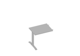 Quadrifoglio Table de rallonge Practika pour bureau avec piètement en C, largeur x profondeur 800 x 600 mm, plaque gris