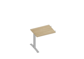 Quadrifoglio Table de rallonge Practika pour bureau avec piètement en C, largeur x profondeur 800 x 600 mm, plaque chêne