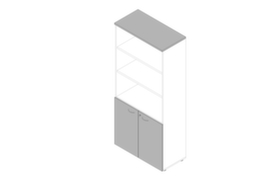 Quadrifoglio Armoire combinée Practika, 5 hauteurs des classeurs, blanc/gris