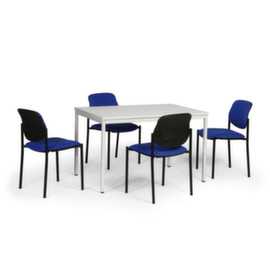 Combinaison table-chaises avec 4 chaises rembourrées gerbables