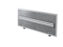 Cloison de table insonorisante ATO 12 avec cadre en aluminium et rail de rangement, hauteur x largeur 500 x 1195 mm, paroi gris chiné