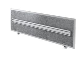 Cloison de table insonorisante ATO 16 avec cadre en aluminium et rail de rangement, hauteur x largeur 500 x 1595 mm, paroi gris chiné