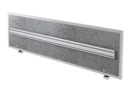 Cloison de table insonorisante ATO 18 avec cadre en aluminium et rail de rangement, hauteur x largeur 500 x 1795 mm, paroi gris chiné