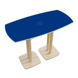 Paperflow Table haute en forme de fût Woody, largeur x profondeur 1500 x 750 mm, panneau bleu
