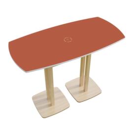 Paperflow Table haute en forme de fût Woody, largeur x profondeur 1500 x 750 mm, panneau rouge