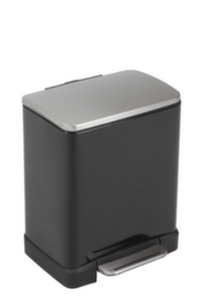 Poubelle à pédale acier inoxydable EKO E-Cube avec pédale particulièrement large, 12 l, noir mat