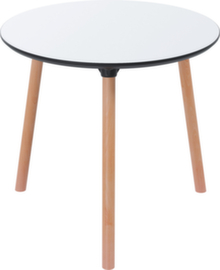 Paperflow Table de bistrot Palomba avec pieds en bois, Ø 800 mm, panneau blanc