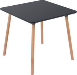Paperflow Table de bistrot Palomba avec pieds en bois, largeur x profondeur 800 x 800 mm, panneau noir