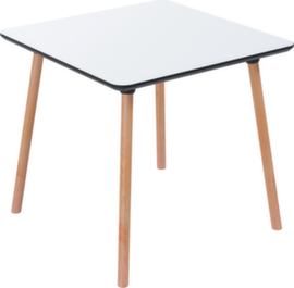 Paperflow Table de bistrot Palomba avec pieds en bois, largeur x profondeur 800 x 800 mm, panneau blanc