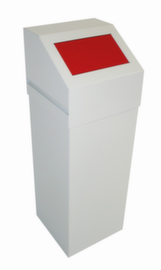Collecteur de recyclage SAUBERMANN avec trappe d'insertion, 65 l, RAL7035 gris clair, couvercle rouge