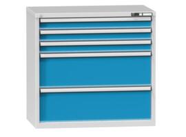 Armoire à tiroirs Topas C, 5 tiroir(s), RAL7035 gris clair/RAL 5012 bleu clair