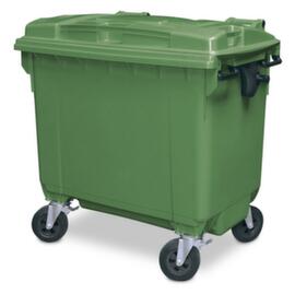 Conteneur à déchets grande capacité avec couvercle à charnière, 660 l, vert