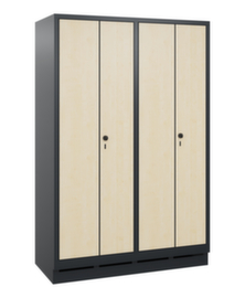 C+P Armoire vestiaire Evolo avec portes déco - 4 compartiments - dont 2 verrouillables ensemble, largeur de compartiment 300 mm