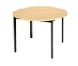 Table polyvalente ronde tube carré, Ø 1100 mm, panneau hêtre