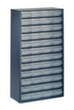 raaco bloc à tiroirs transparents robuste 1248-01 avec cadre en métal, 48 tiroir(s), bleu foncé/transparent