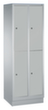 C+P Armoire vestiaire à deux niveaux Classic gris clair avec 2x2 compartiments et portes lisses, largeur de compartiment 300 mm