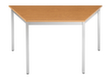 Table polyvalente trapézoïdale en tube carré, largeur x profondeur 1200 x 510 mm, panneau cerisier