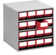 Treston petit bloc tiroirs, 16 tiroir(s), RAL7035 gris clair/rouge