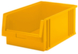 Lakape bac à bec empilable Eco adapté aux convoyeurs à rouleaux, jaune, profondeur 500 mm, polypropylène