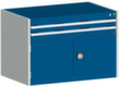 bott Armoire à tiroirs cubio surface de base 1050x650 mm, 2 tiroir(s), RAL7035 gris clair/RAL5010 bleu gentiane