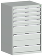 bott Armoire à tiroirs cubio surface de base 800x750 mm, 7 tiroir(s), RAL7035 gris clair/RAL7035 gris clair
