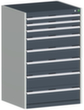 bott Armoire à tiroirs cubio surface de base 800x750 mm, 8 tiroir(s), RAL7035 gris clair/RAL7016 gris anthracite