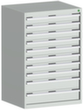 bott Armoire à tiroirs cubio surface de base 800x750 mm, 10 tiroir(s), RAL7035 gris clair/RAL7035 gris clair
