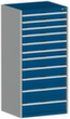 bott Armoire à tiroirs cubio surface de base 800x750 mm, 11 tiroir(s), RAL7035 gris clair/RAL5010 bleu gentiane