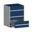 bott Armoire à tiroirs cubio surface de base 800x650 mm, 3 tiroir(s), RAL7035 gris clair/RAL5010 bleu gentiane