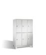 C+P Armoire vestiaire à deux niveaux Classic gris clair avec 3x2 compartiments portes lisses, largeur de compartiment 400 mm