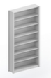 META Rayonnage de bureau avec paroi arrière, largeur 1306 mm, 7 HC, RAL7035 gris clair