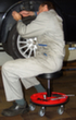 meychair Tabouret d'atelier Assistent Professional, assise noir, doubles roulettes (autobloquantes)  S