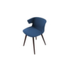 Quadrifoglio Chaise coque en plastique COVE avec piètement 4 pieds en bois, bleu