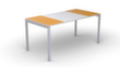 Ecrire le kitsch easyDesk en bicolore, piètement 4 pieds, largeur 1800 mm, orange/blanc/blanc